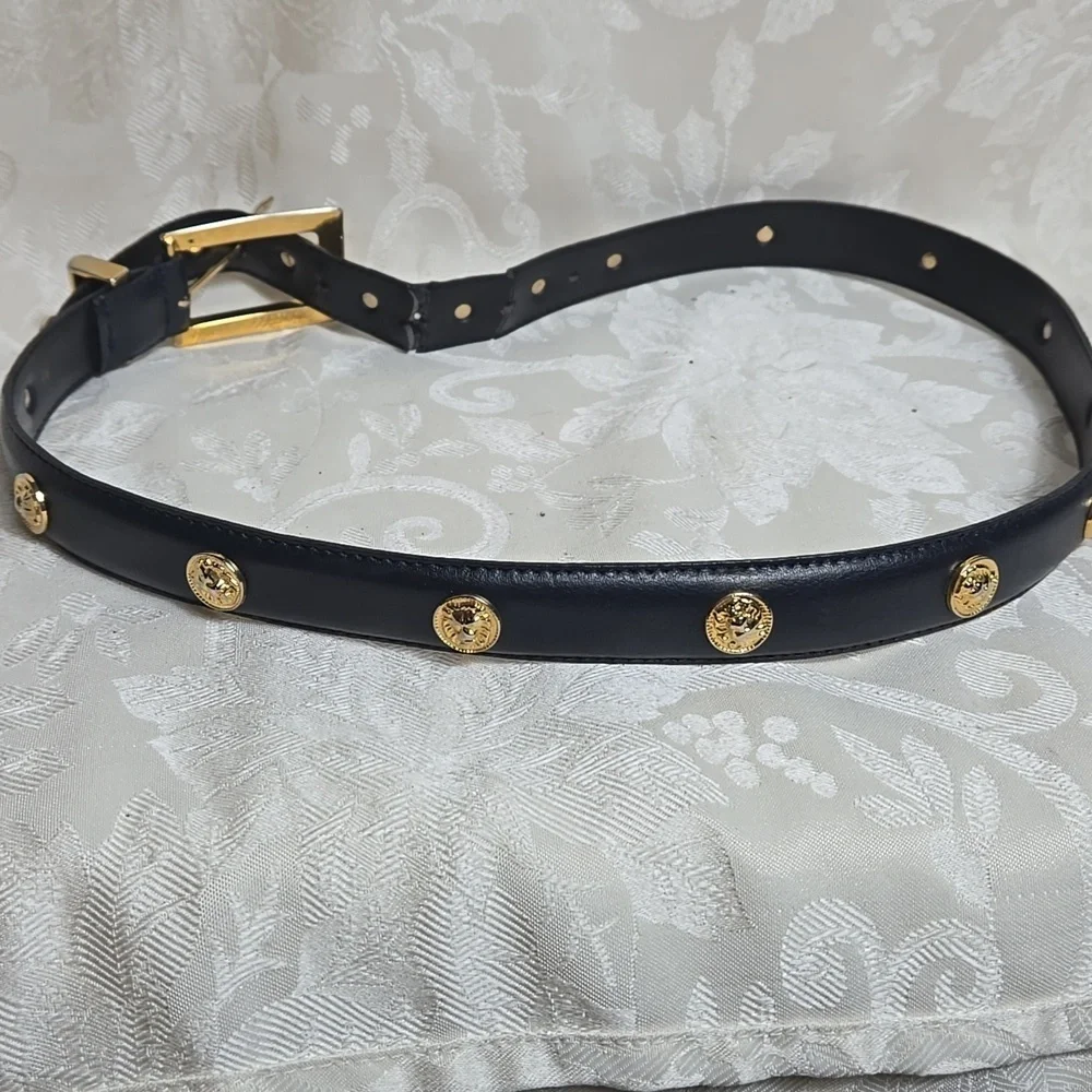 Tarox Black And Gold Embellished Leather Women's Belt